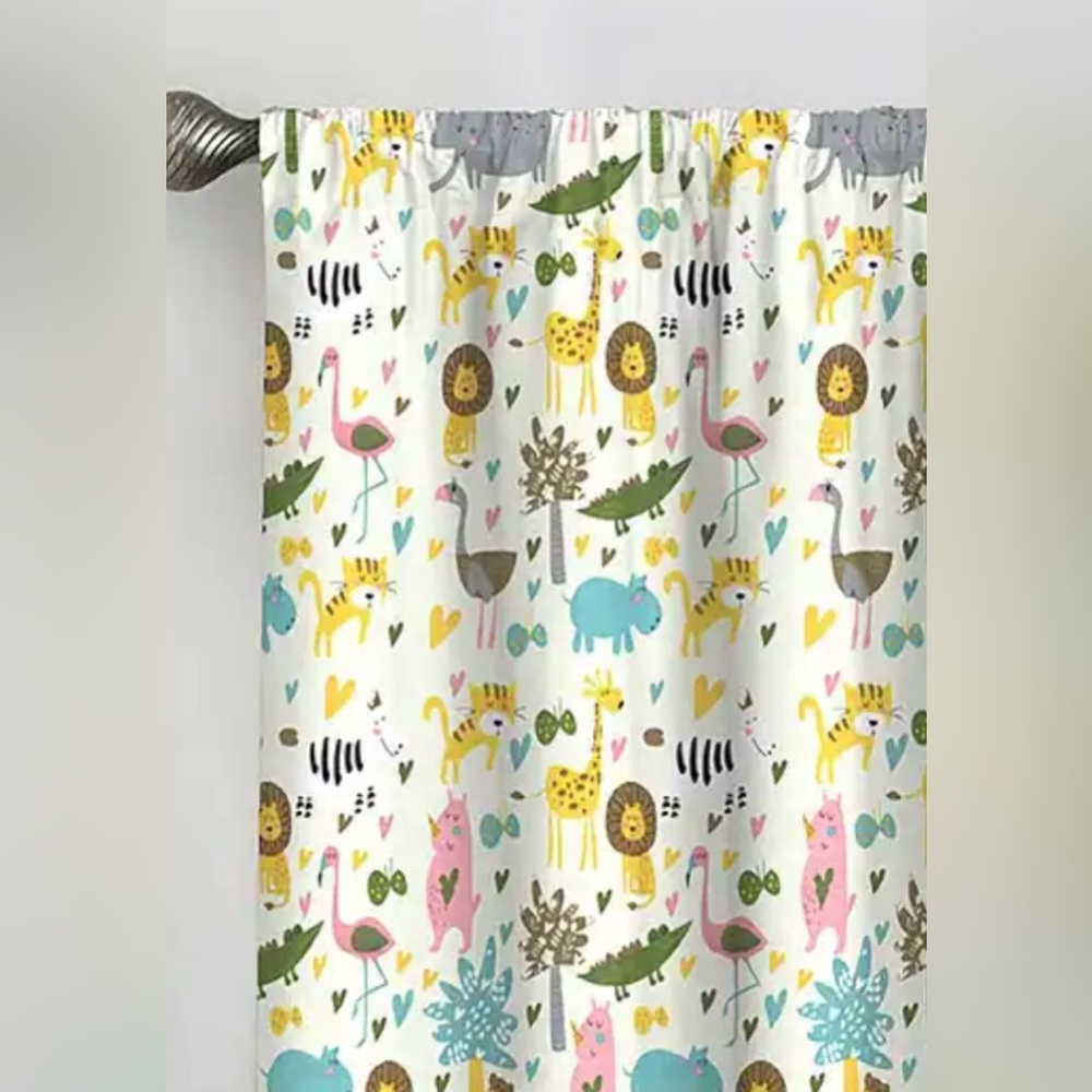 Eclipse Jungle Party set of 2 window valances each 42” by 18” long. New